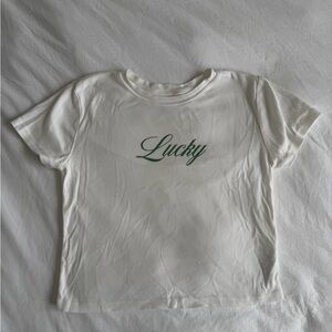 White 'Lucky' Graphic Tee by Alice & Wonder, size L